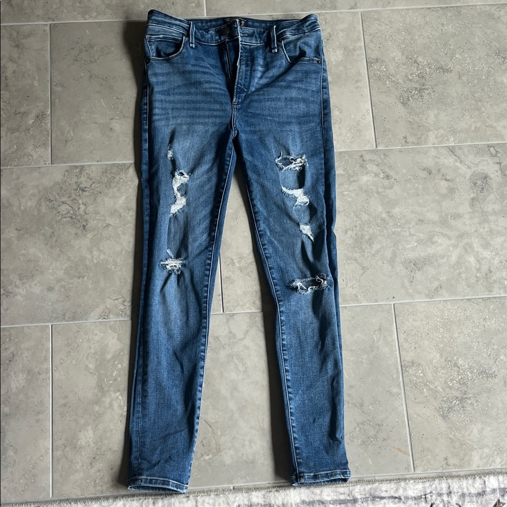 Abercrombie & Fitch Ripped Blue Skinny Jeans